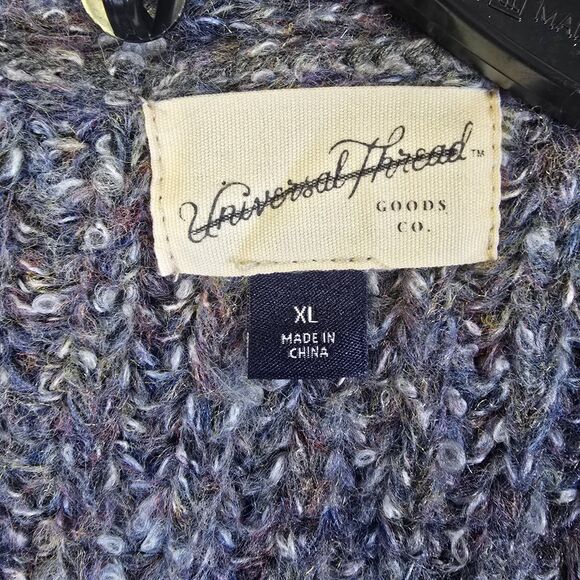 Universal Thread Cardigan Women XL Blue Gray Open Front Knit Pockets Wool Blend - Picture 2 of 7